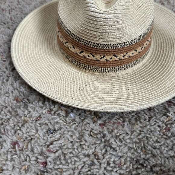 Something Special Straw Sun Hat Beige Southwest Pattern Band Lightweight Unisex - Picture 1 of 7